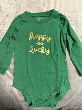 Carter's Green Long Sleeve Bodysuit with Gold Text